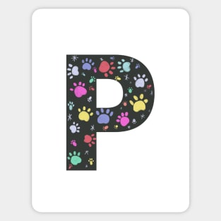 P letter  with colorful paw print Sticker